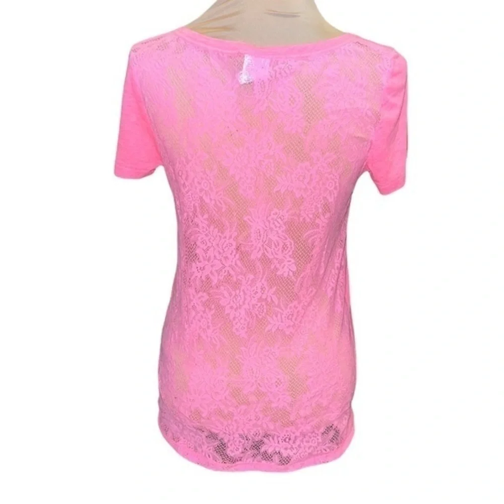 PINK Victoria’s Secret Lace Back V-neck Tee - Picture 3 of 4